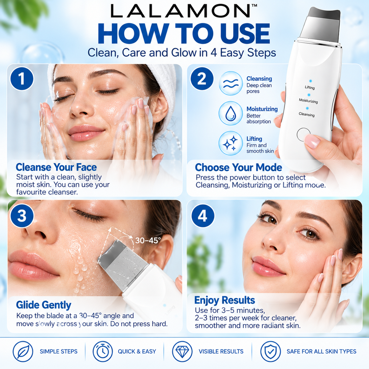 Lalamon™ Ultrasonic Skin Scrubber