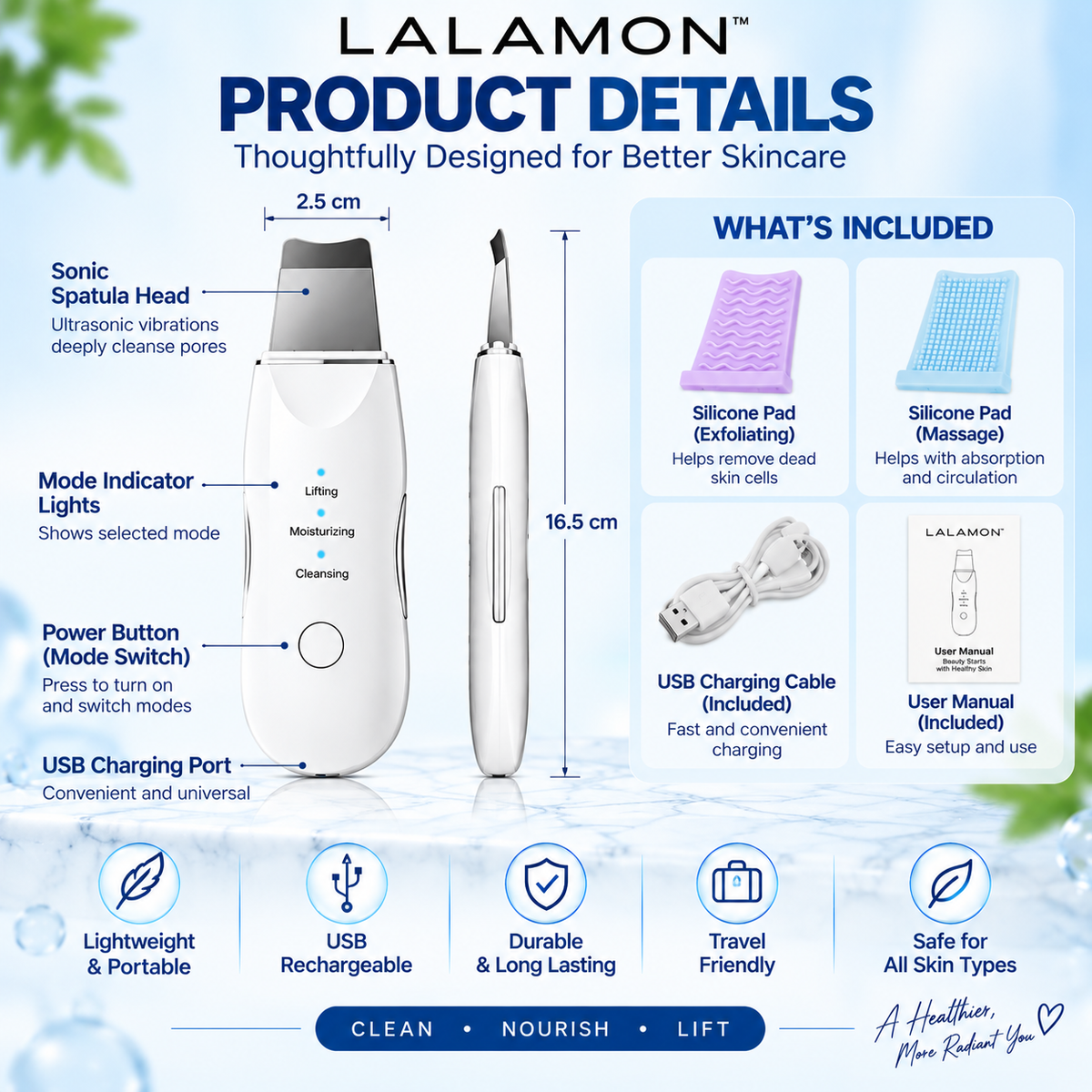 Lalamon™ Ultrasonic Skin Scrubber